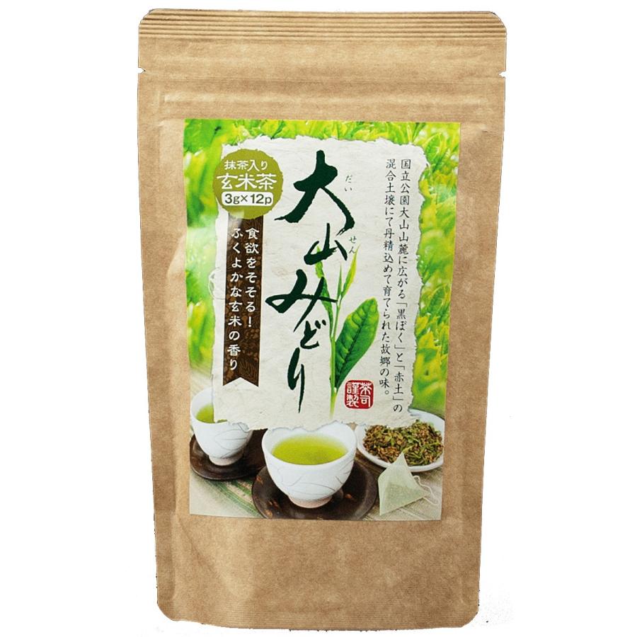 お茶 日本茶 緑茶 大山みどり 抹茶入玄米茶 ティーバッグ 12袋入 ティーパック 国産｜nagatachamise