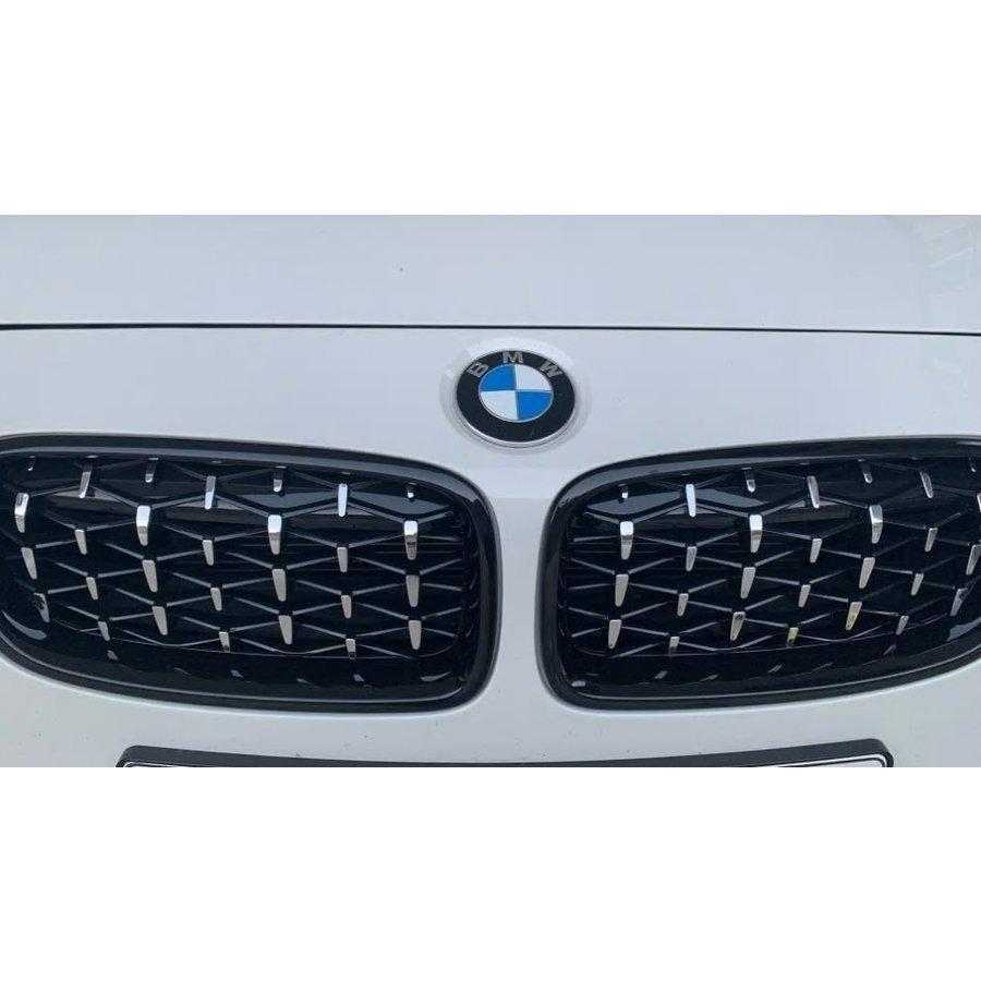 人気通販サイト BMW フロントグリル ダイヤモンドグリル 黒銀 3シリーズ F30 F31 2012-2018 320i 325i 328i 330i 335i