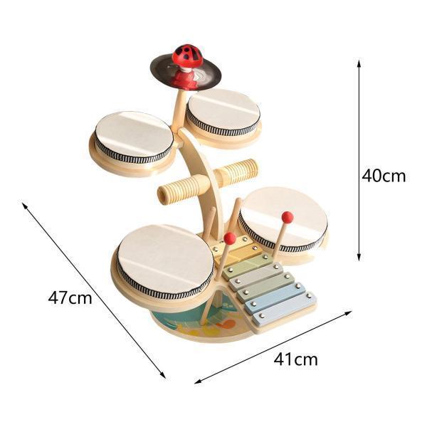 木琴ドラムセットキッズベビードラムセット感覚玩具パーカッションおもちゃ楽器玩具木製木琴音楽玩具子供用 |  | 09