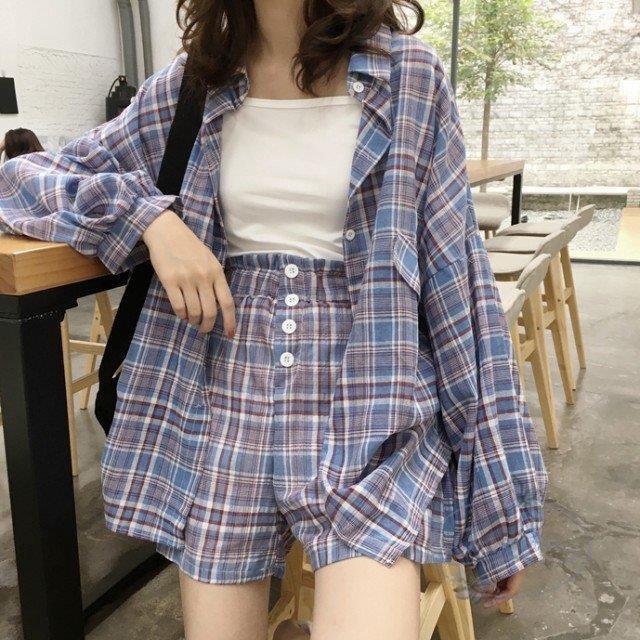 チェック柄 パンツセット セットアップ レディース カジュアル 韓国 秋新作 秋服 22春夏新色