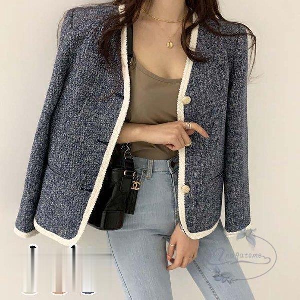 ブレザー スーツ スーツジャケット レディース きれいめ 秋 40代 30代 50代 配色ブレザー カジュアルウエア 長袖 着痩せ 韓国風 通勤 オシャレ 新登場
