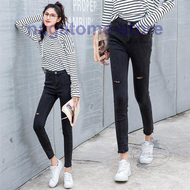 スキニーパンツ デニム クラッシュ レディース ダメージジーンズ 黒 ブルー ストレッチ スリム カジュアル 春秋服 ジーパン Gパン ズボン Jiangs0211 Crnzk187 永留幹也 通販 Yahoo ショッピング