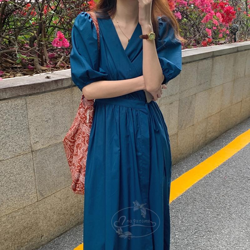 ロング ワンピース レディース 春 夏 きれいめ 黒 ネイビー 代 30代 40代 半袖 マキシ フォーマル Vネック パフスリーブ 五分袖 シャツ ワンピース Js11 Loxk79 永留幹也 通販 Yahoo ショッピング