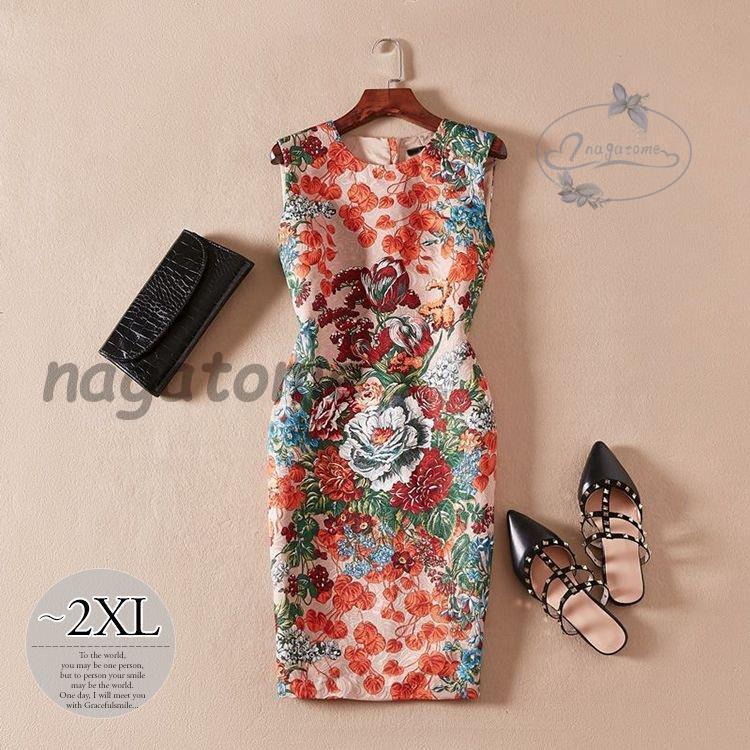 送料無料 公式 ワンピース ラウンドネック 花柄 ノースリーブ ファスナー タイト 総柄プリント 絵画風 涼しげ 華美 優雅 可愛い ゴージャス 女子旅 派手 Ree25 中古 買取オンライン Www Superavila Com