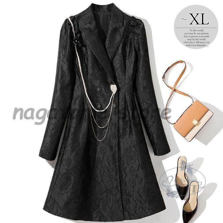 期間限定限定 コート 襟付き 花柄 ブラック パール ビジュー ボタン クラシカル ママスタイル 休日スタイル 可愛い 母親 デート シンプル シック 大人可愛い 休日 値段が安い Www Superavila Com
