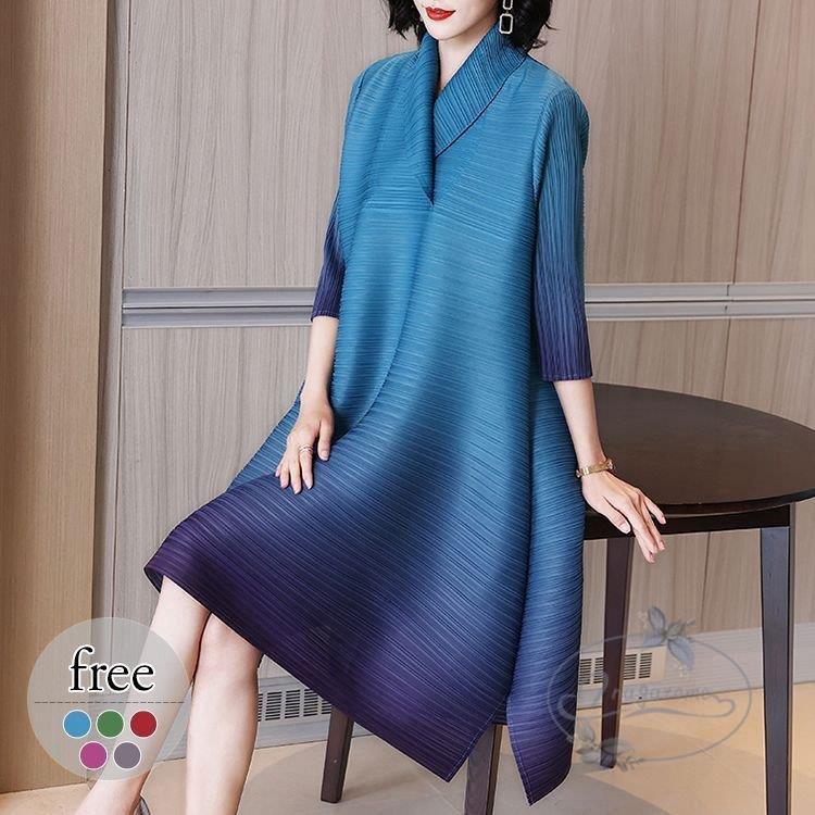 ワンピース 襟付き Aライン プリーツ 無地 Sns映え ふんわり 母親 リゾート フェミニン 美人 ストリート ママスタイル ガーリー クール 休日スタイル Century21sgr C21sgr Com