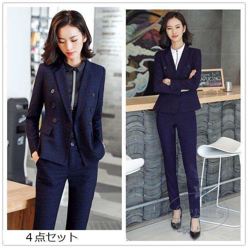 リクルートスーツ レディース4点セット ダブルボタン セットアップ スカートスーツ フォーマルスーツ パンツスーツ 入学式 お宮参り 七五三 通勤 チェック柄 Nt0212 Ffst307 永留幹也 通販 Yahoo ショッピング