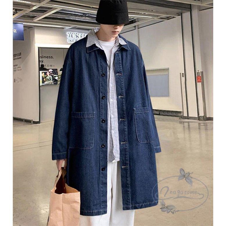 感謝価格 トレンチコート メンズ コート 春服 通勤 アウター デニムトレンチコート ｐコート スプリングコート ロングコート デニム トレンチコート サイズ Xl Dongtamshop Com