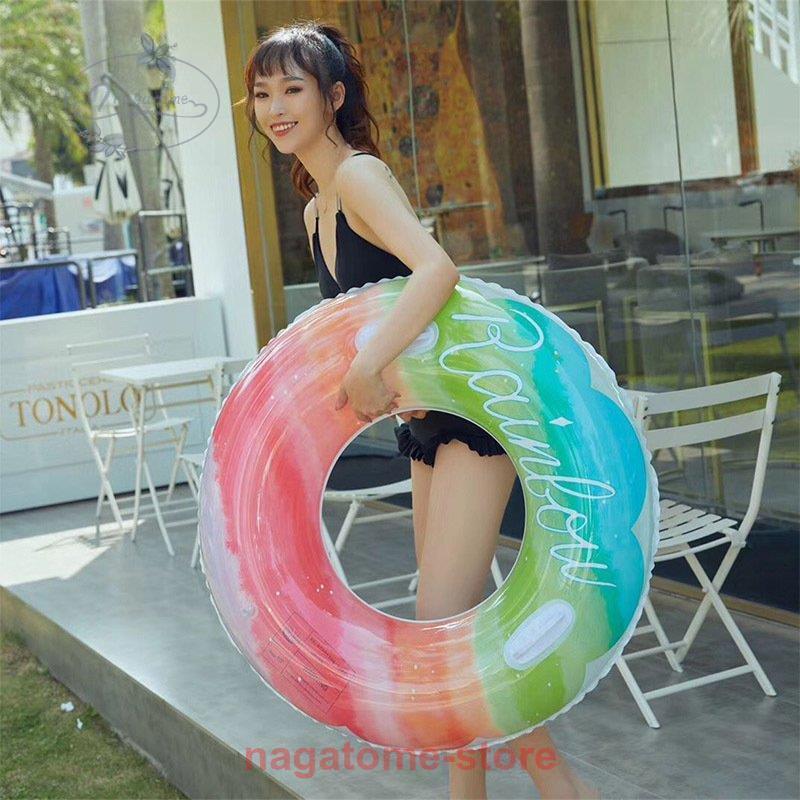 浮き輪 うきわ 水遊び リング型フロート 海 おしゃれ 可愛い 持ち手付き 海水浴 プール