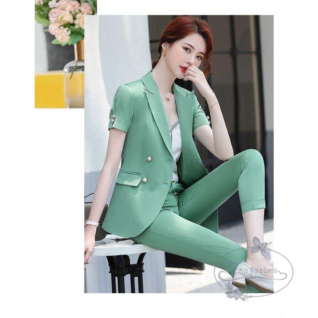 スーツ 夏 レディース ビジネス スーツ カジュアルスーツ ツーピース 半袖 テーラードジャケット パンツ クロップドパンツ ８分丈 アシンメトリー 通勤 Nt0422 Czdx1334 永留幹也 通販 Yahoo ショッピング