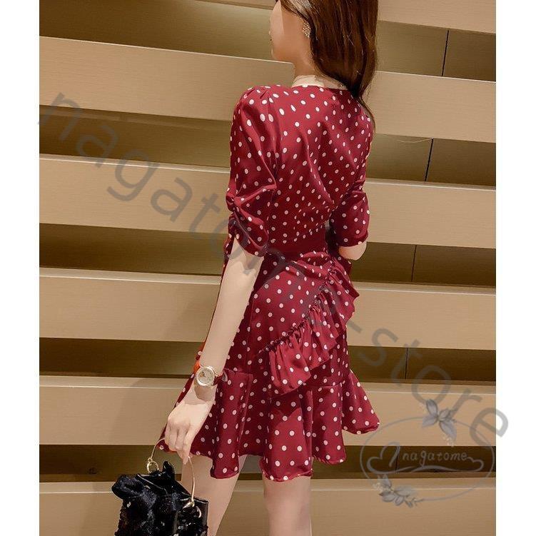 ワンピース レディース 夏 フェミニン 新作 夏服 夏コーデ ドッド柄 ティアードワンピース 半袖ワンピース カシュクール ミニ丈 Vネック 大人可愛い シンプル Yragyfsaay ワンピース チュニック Cyaidaho Org