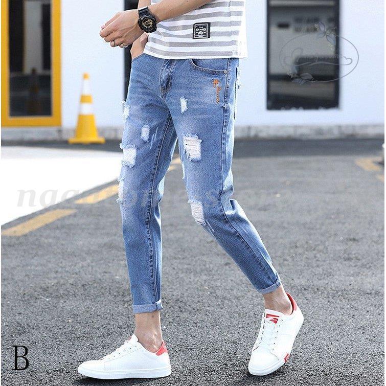 デニム メンズ ボトムス ジーンズ ダメージ加工 ダメージデニム アンクル 九分丈 ジーパン ライン スキニーパンツ おしゃれ 春秋 ファッション 代 30代 40代 Xbd0924 Onlyotory106 永留幹也 通販 Yahoo ショッピング