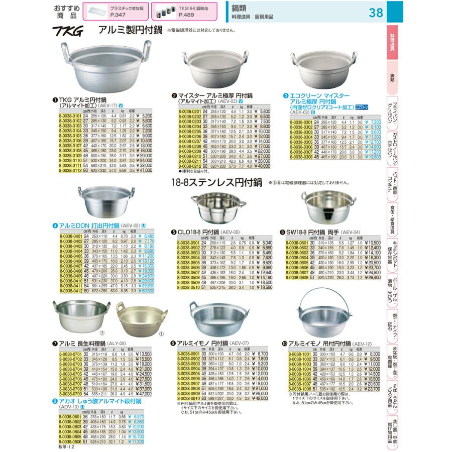 アルミイモノ円付鍋 ４２cmの画像