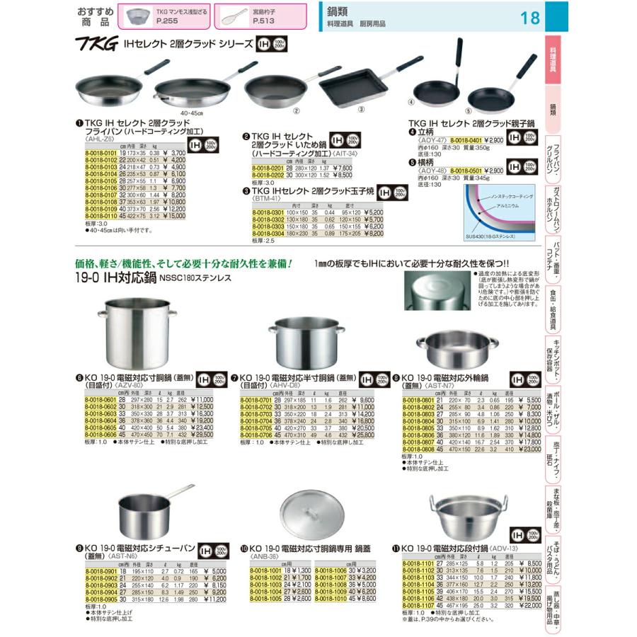 ＫＯ １９−０電磁対応半寸胴鍋（蓋無） ３６cmの画像