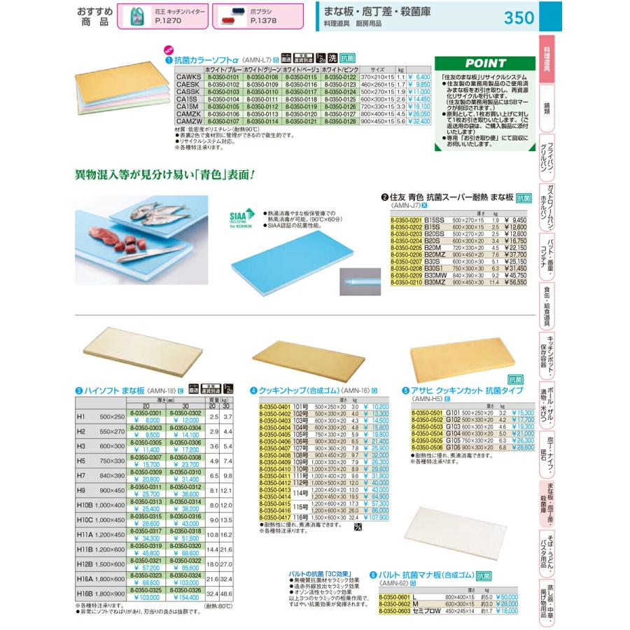 クッキントップ（合成ゴム） １０９号 ２０mm まな板 業務用  煮沸消毒可能の画像