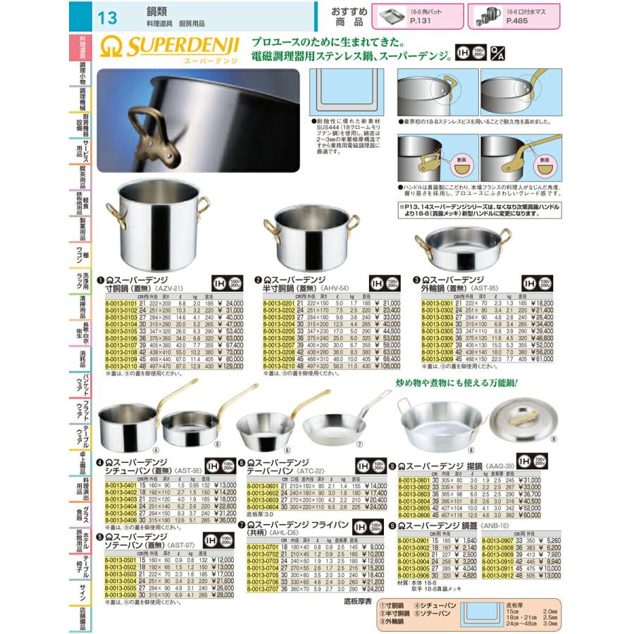 鍋 片手鍋 業務用 ＳＡスーパーデンジ シチューパン（蓋無） ２１cmの画像