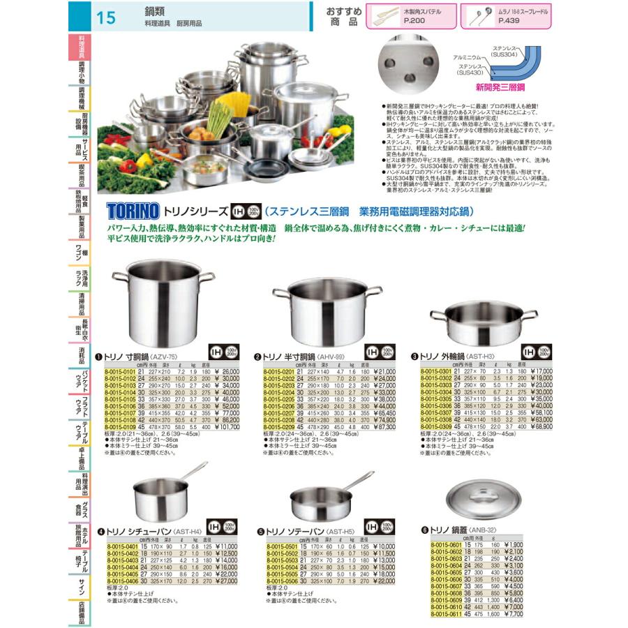 鍋 両手鍋 業務用 トリノ 寸胴鍋 ２７cmの画像