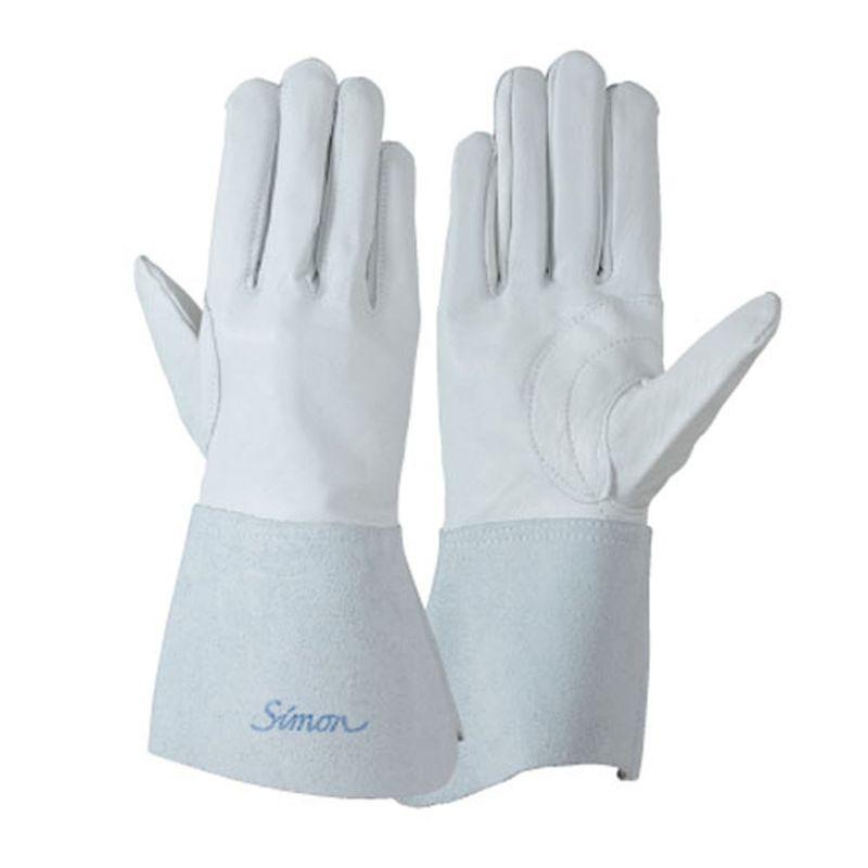 シモン 溶接用手袋手袋（牛本革・牛本革当て付き・10双入り）《002-123Aアルゴン白》 - 2