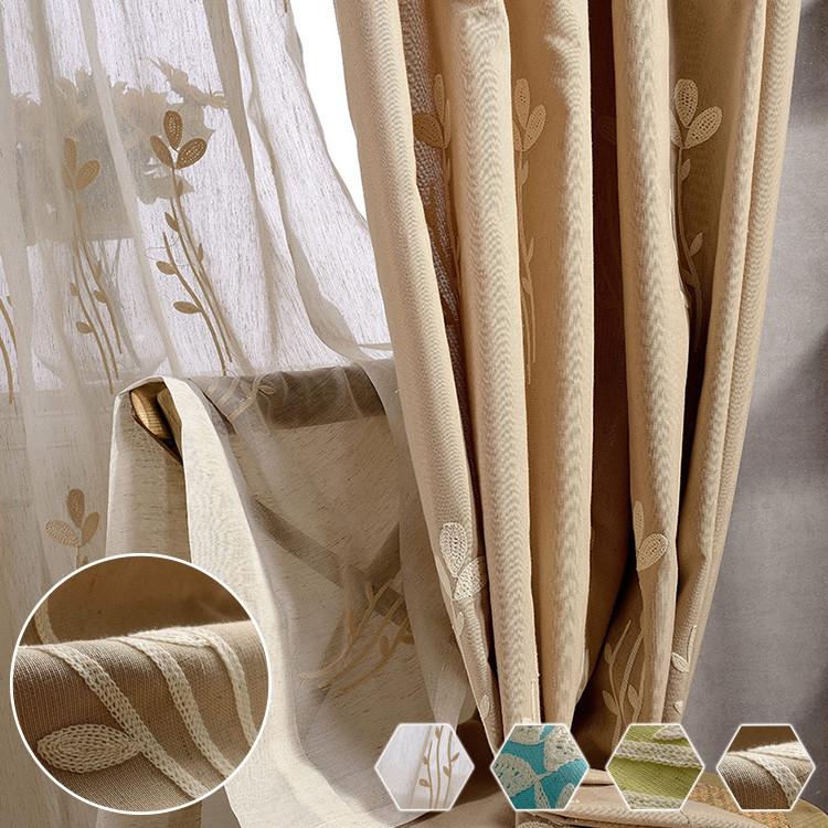 日本最大級 刺繍 植物柄 カーテン オーダーカーテン 新生活 プレゼント 遮光可能 レースセット 幅60 100cm丈1 260cm オープニング大放出セール Www Bigmatguerrero Es