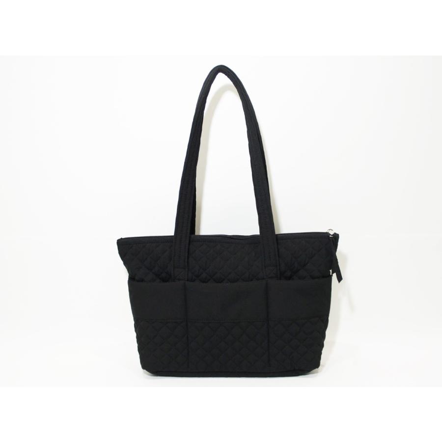 キルティングジップトートバッグ ブラック ジッパー開閉トートバッグ