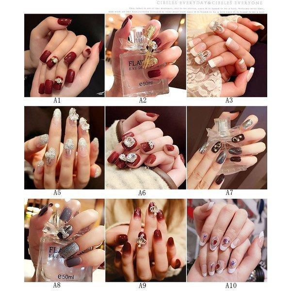 ネイルチップ 大人 オシャレ24枚セット デザインネイルチップ ネイルパーツ つけ爪 ダイヤモンド風飾り付き スパンコール付き フランス風蝶結び Ldh326cff84ca7 ナギサ 通販 Yahoo ショッピング