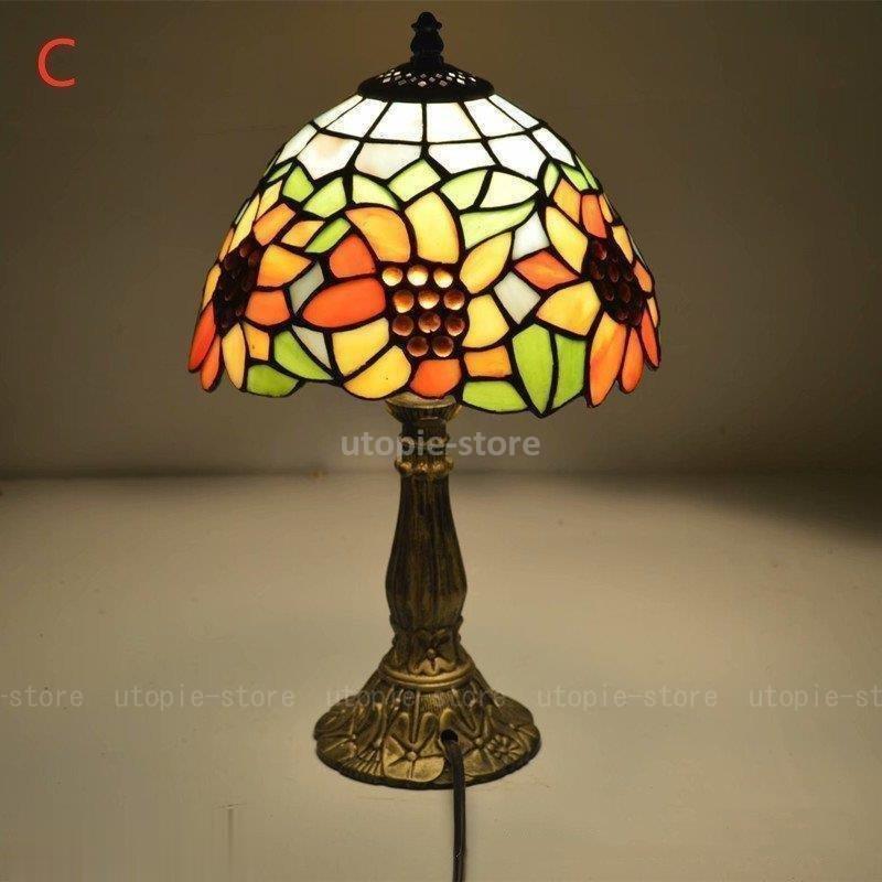 電気スタンド テーブルランプ 花柄 ガラス工芸 卓上ランプ ステンドグラス ガラス工芸 豪華 Led対応 おしゃれ ステンドグラス アンティーク Led対応 綺麗な卓上照明 Nagia71c ナギサショップ