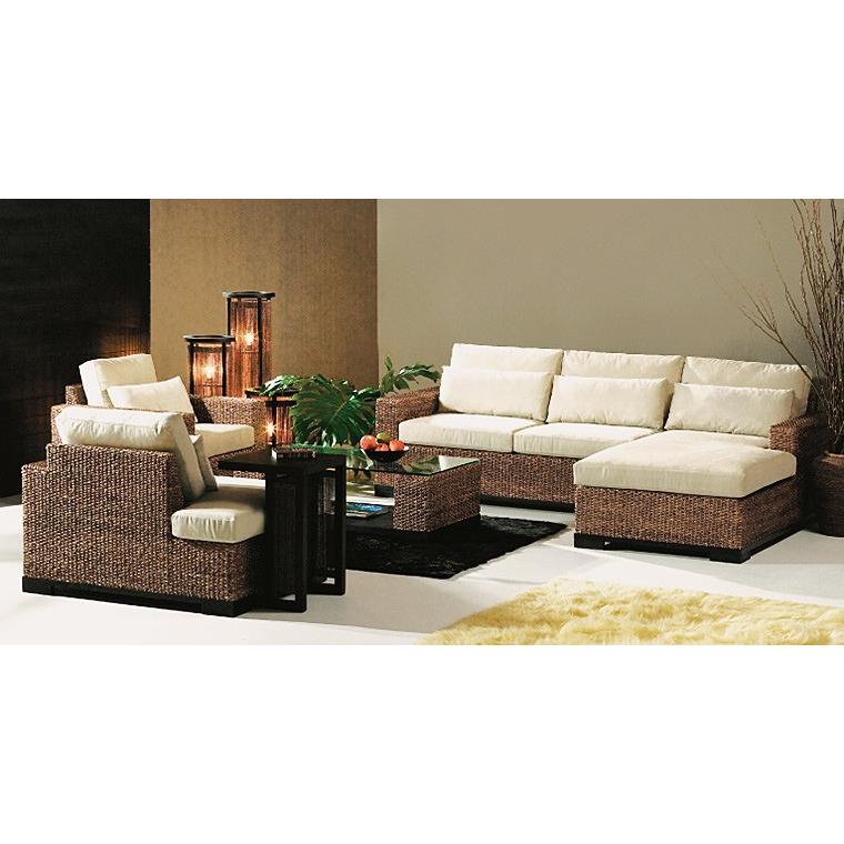 高品質 ウォーターヒヤシンス ソファー 2.5人掛け コーナー ソファ