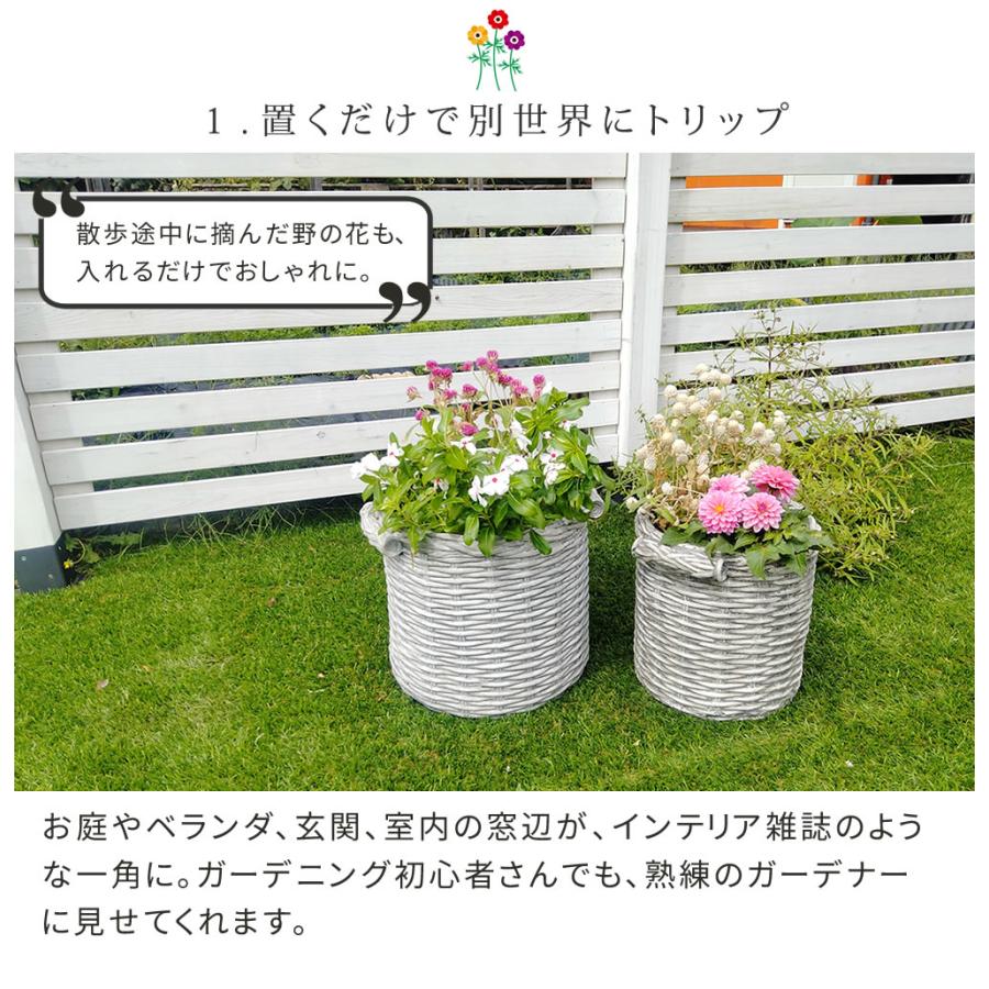 バスケット調プランター 円型 大小2個組 \"Old Basket\"(オールドバスケット)  BSPL-2533の画像