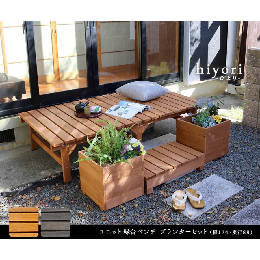 ユニット縁台ベンチ hiyori（ひより） プランターセット（幅174・奥行88）  DE-17488PLSTの画像