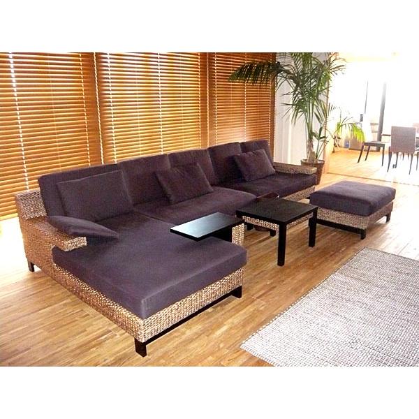 ソファー 高品質 ウォーターヒヤシンス 片肘 無し 2Pソファ コーナー