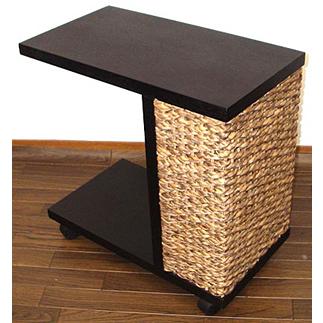 サイドテーブル キャスター付き高品質ウォーターヒヤシンス アジアン