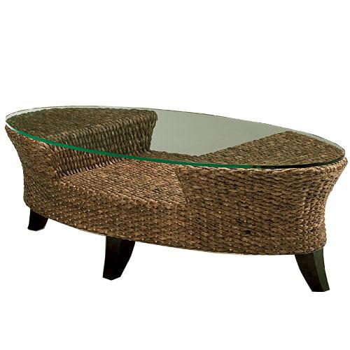 PERFORMAX ガラス天板 ローテーブル ウォーターヒヤシンス家具