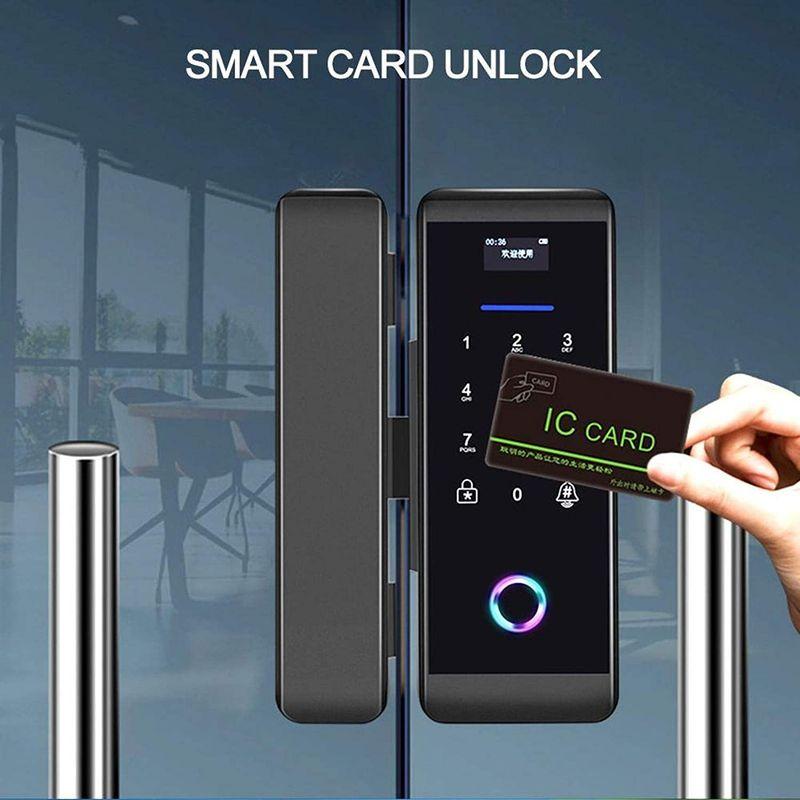 スマートガラスドアロック-電子引き戸ロック指紋 パスワード カード リモコン BluetoothAPPドアベルロックセキュリティドアロックド - 7