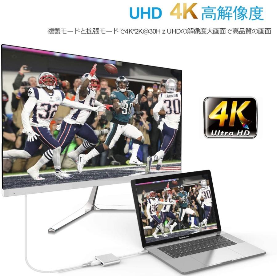 USB Type c HDMI 変換アダプタ ハブ タイプc ４K 解像度 hdmi USB 3.1 3in1 UHD MacBook Pro Air chromebook Ultra HD｜nagomi-company｜05