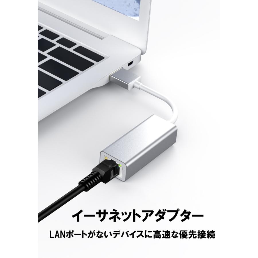 LANアダプター 有線 USB3.0 有線lan usb lanアダプター switch 1000BASE-TX　対応 小さい おすすめ 高速 mac MacBook Windows RJ45 RTL8153 アダプタ ギガLAN｜nagomi-company｜04