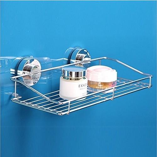 浴室ラック キッチン 真空 強力 吸盤 浴室 ラック ステンレス おしゃれ シャンプー リンス 石鹸 収納 棚  置場 スチール 台所 風呂 風呂場 タイル の商品画像