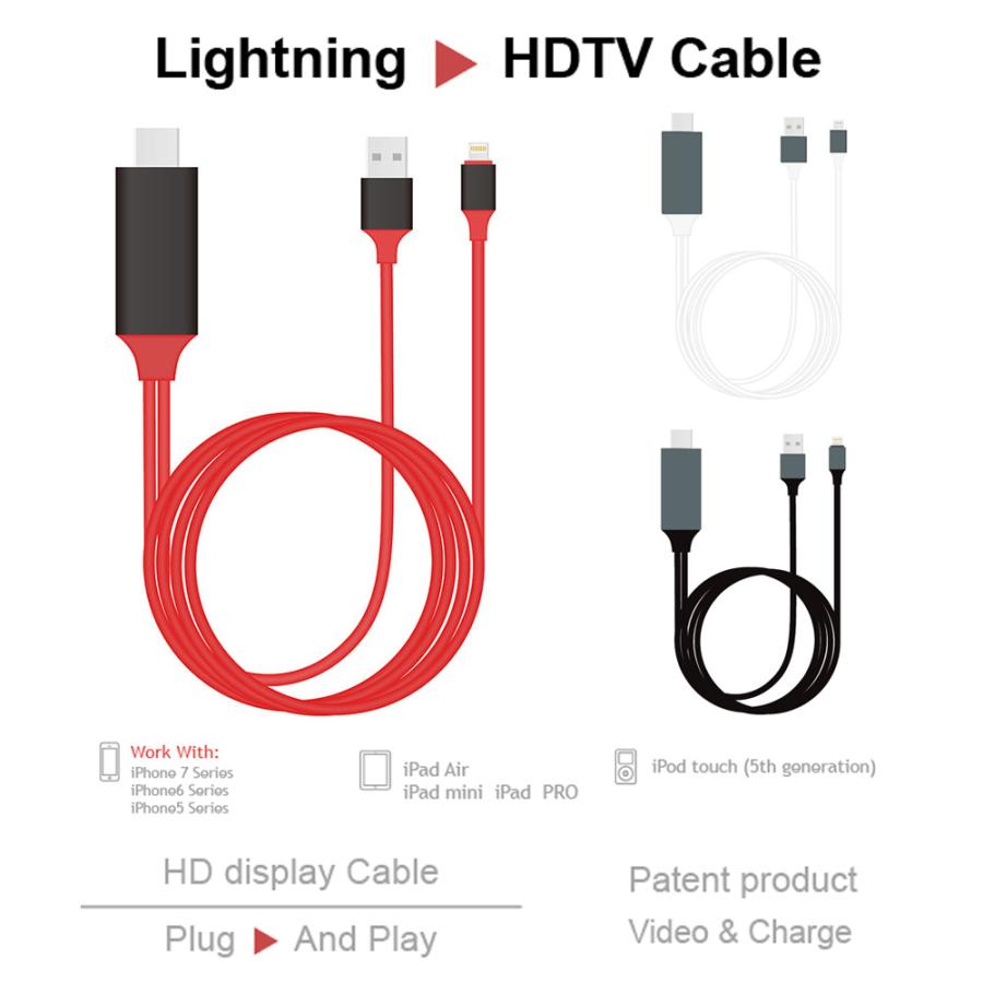 HDMI Lightning 変換ケーブル HDMI分配器 2m iPhone アイフォン ipad mini iPod スマホ高解像度 1080p 画面 ライトニング 充電 アダプタ テレビ出力｜nagomi-company｜05