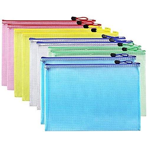 ジッパー式 収納袋 10枚セット A5 5色 マルチカラー ジッパー ファイル