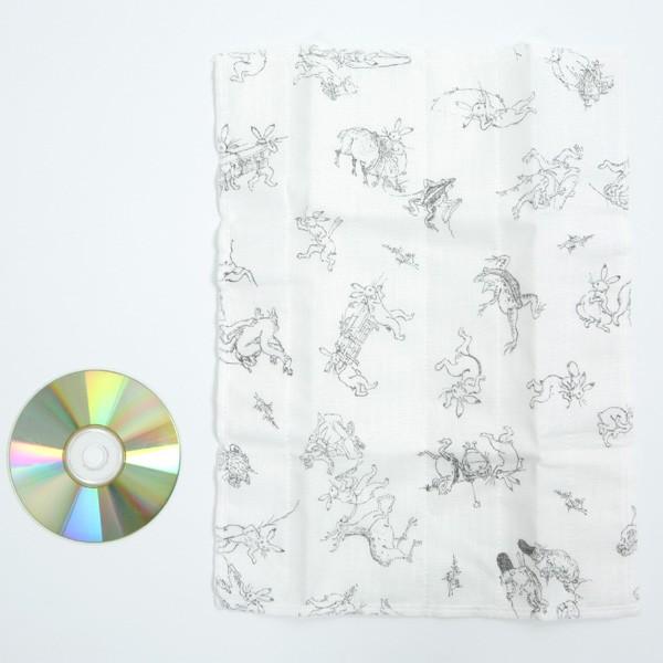 鳥獣絵巻をモチーフに蚊帳生地に絵柄を染めたふきんです 中川政七商店 かや織ふきん 鳥獣戯画 Y