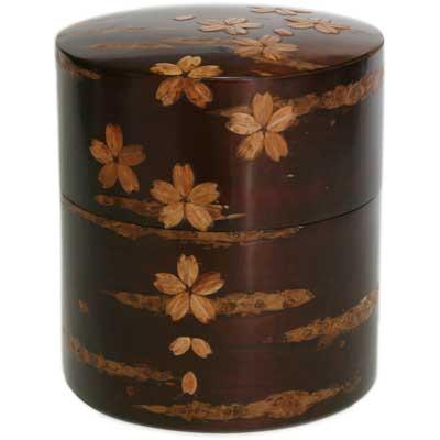 桜皮　総皮作り茶筒（中平）桜花