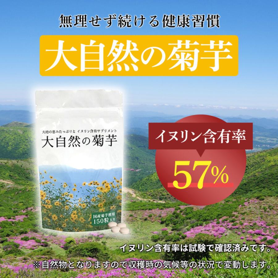 菊芋 サプリ 大自然の菊芋 150 粒 イヌリン 含有量57% 国産 無農薬 無