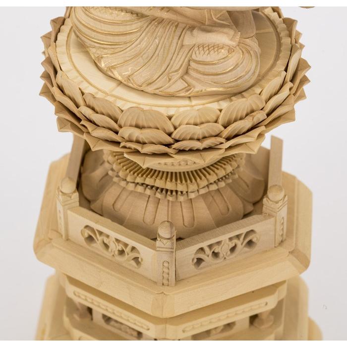 三宝尊 [極小#85] 題目宝塔 釈迦如来坐像 多宝如来坐像 ◇白檀 木彫