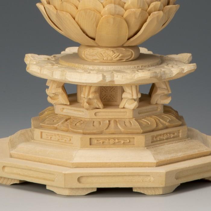 仏像 桧木 阿弥陀如来 立像 八角台座 舟型唐草光背 4.0寸 浄土宗