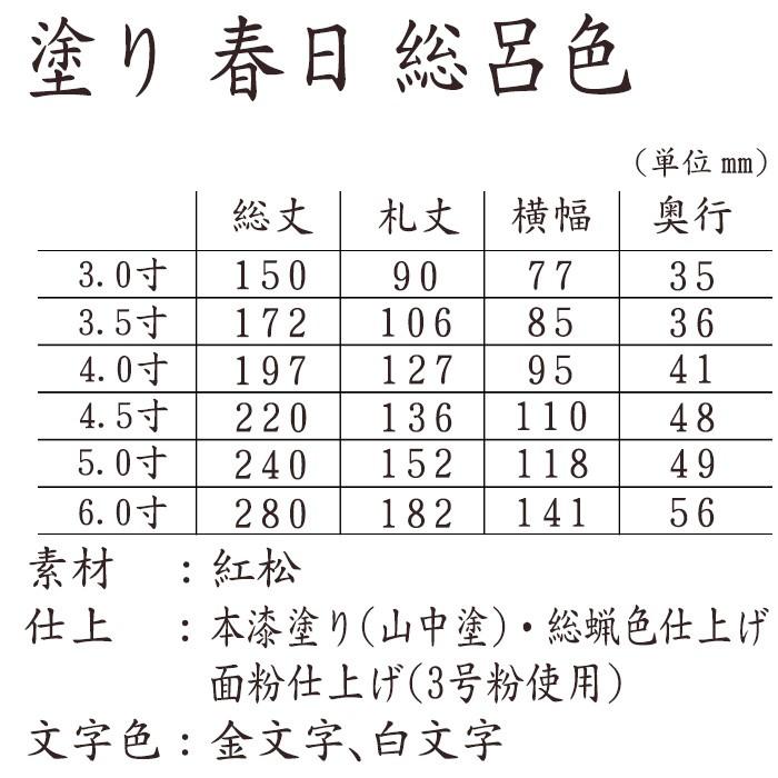 位牌 モダン おしゃれ お位牌 名入れ 名入れ鏡面漆塗 磨き上げ 春日型 総呂色 面粉 5.0寸_5