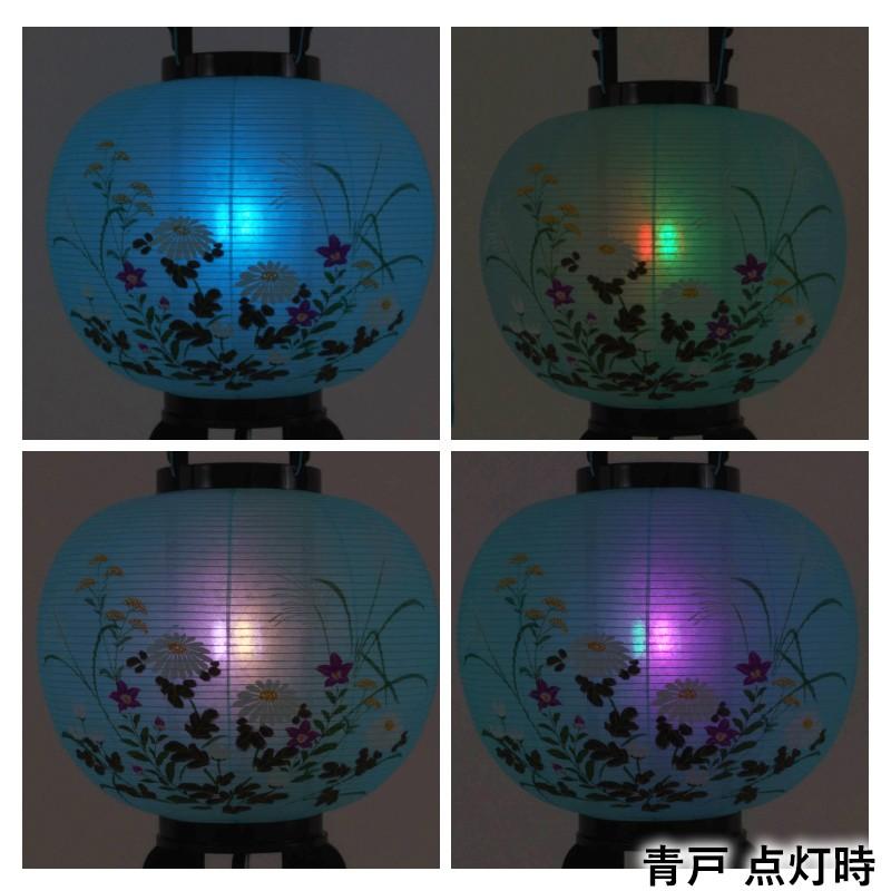 未使用美品　盆灯籠　燈篭　盆飾　和風　昭和レトロ　回転ライト　照明　提灯　盆提灯 京仏壇はやし 盆提灯 コードレス LED 回転 せいらん 6号 初盆 新盆