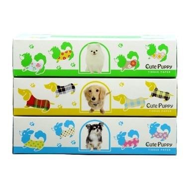 箱ティッシュ 田子浦パルプ CutePuppy エコサイズ150W 3箱X20パック