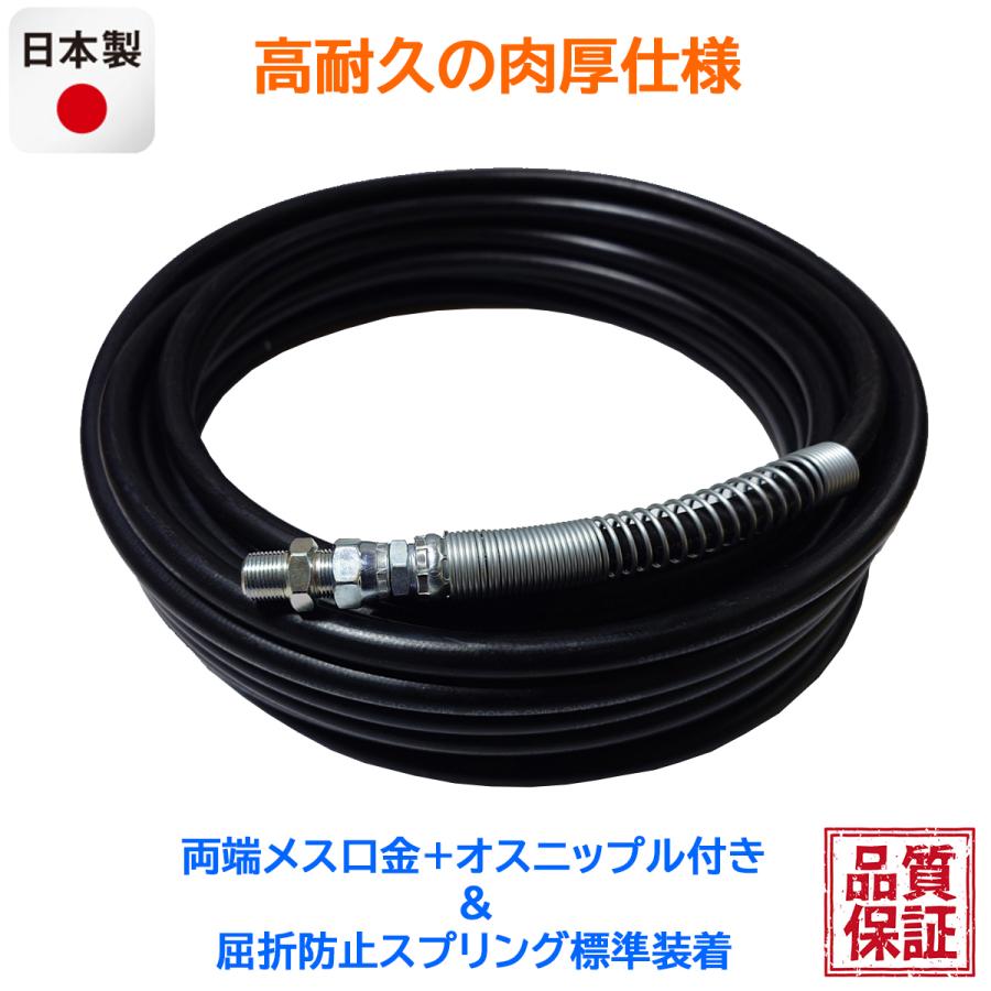 高圧洗浄機ホース 洗車機ホース 20M 肉厚仕様ホース外径17.3mm 口金 