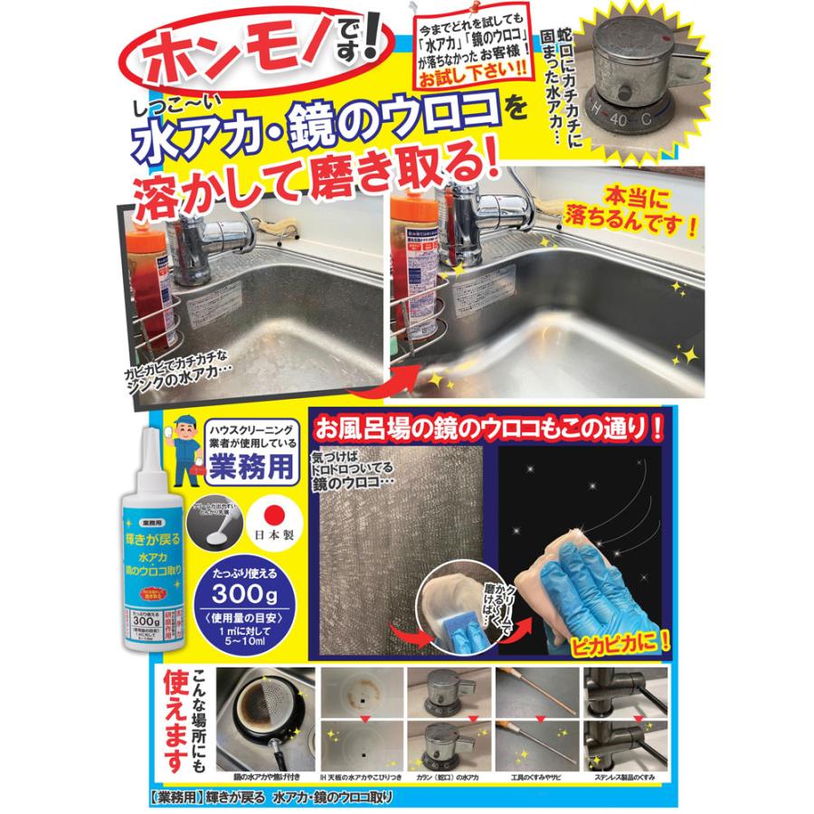 業務用 三喜工業 輝きが戻る 水アカ/鏡のウロコ取り 弱酸性 300g｜nagomishop｜04