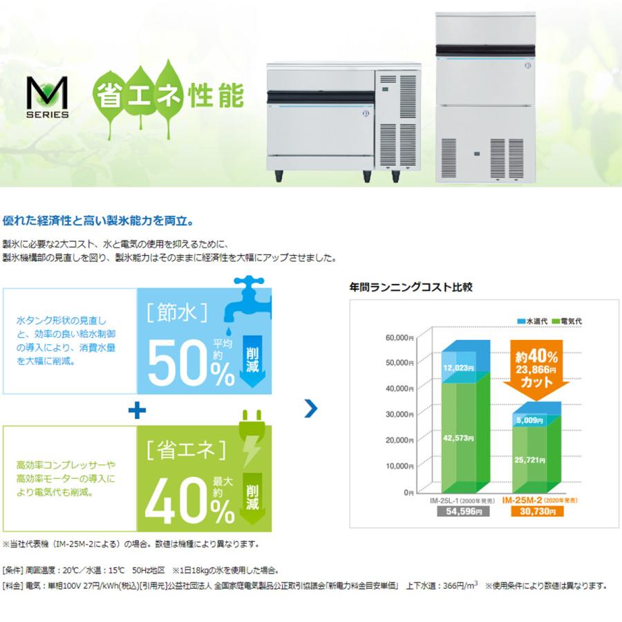 業務用全自動製氷機 ホシザキ キューブアイスメーカー IM-25M-2 製氷能力25Kg アンダーカウンタータイプ セル方式 単相100V｜nagomishop｜05