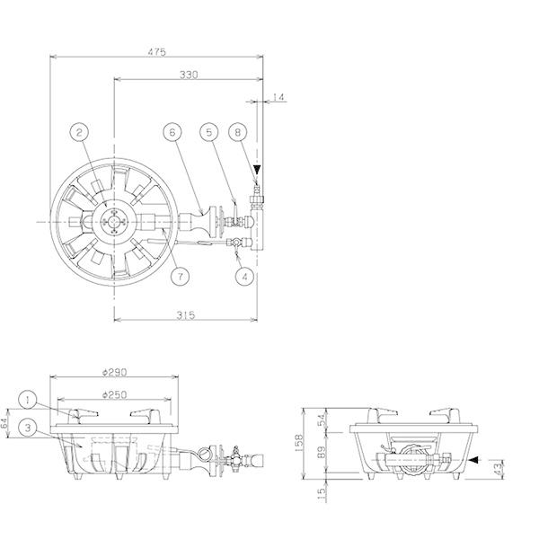 業務用鋳物コンロ　マルゼン　ガスバーナー　ファイヤースクリーンバーナー　MG-240C